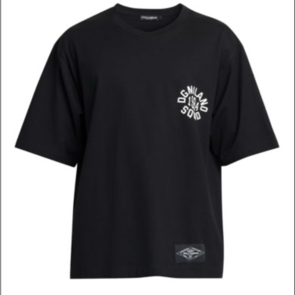 Dolce & Gabbana Logo Cotton T-Shirt in black and size Small(Loose Fit)